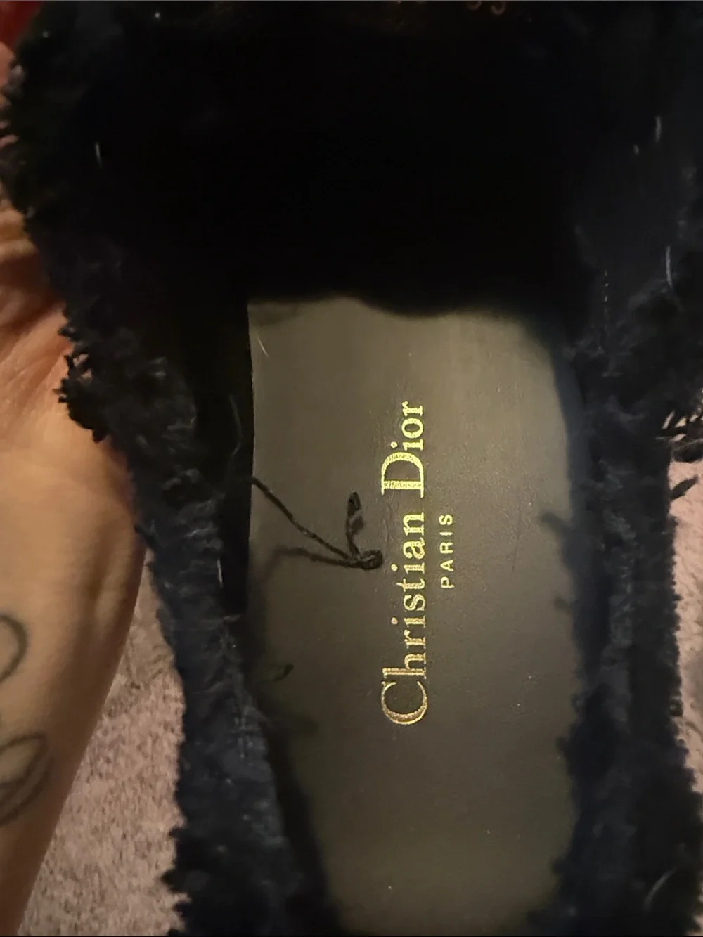 Dior Black Canvas Low-Top Platform Sneakers with White Sole